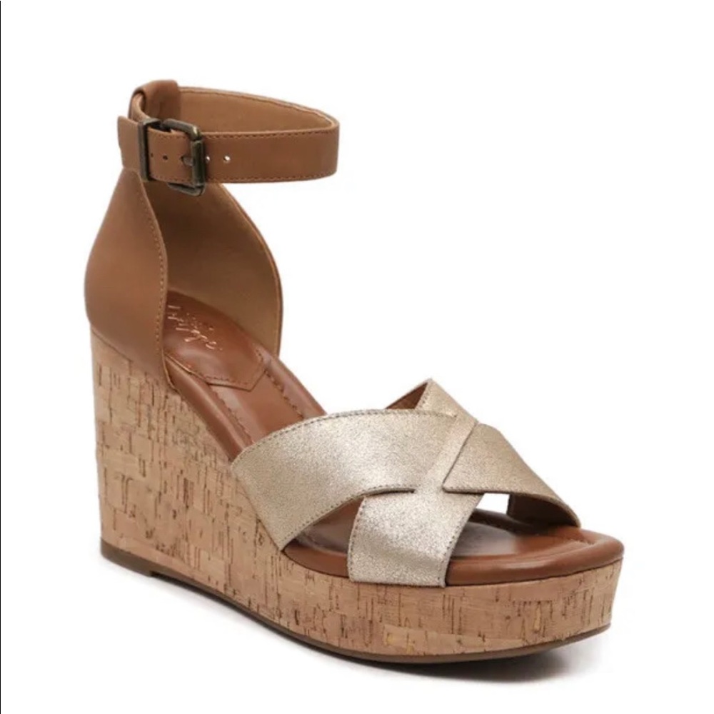 Crown Vintage Chalina Gold Wedge Platform Sandal, Size 7.5